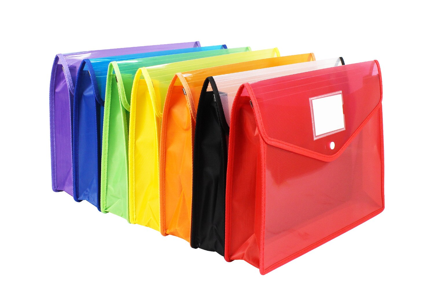 7 색 A4 플라스틱 지갑 폴더 봉투, 클로저 및 라벨 포켓, 파일 오거나이저, 폴더 문서 파일 홀더 가방